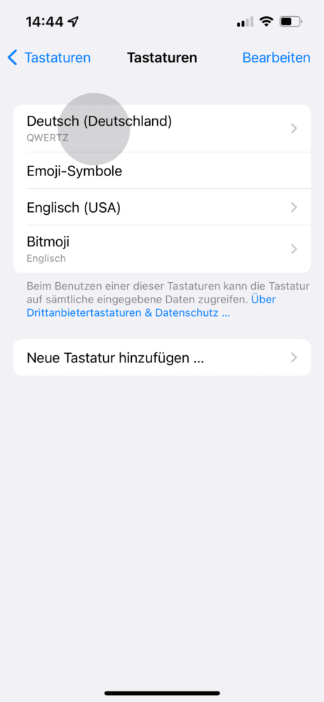 Deutsch als Sprache auswählen