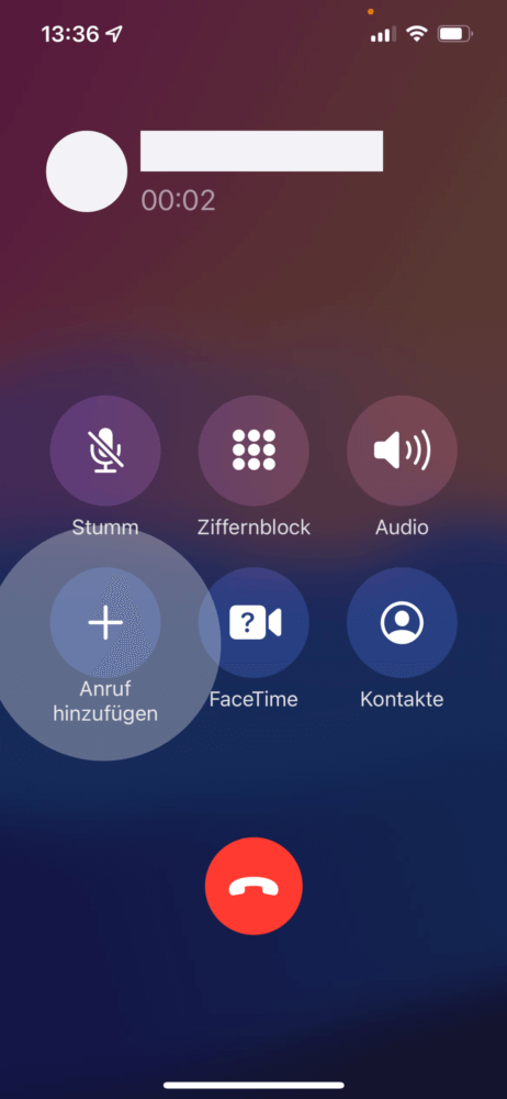 Anruf hinzufügen antippen