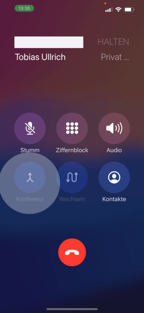 Konferenz wählen und am iPhone Telefonat aufzeichnen