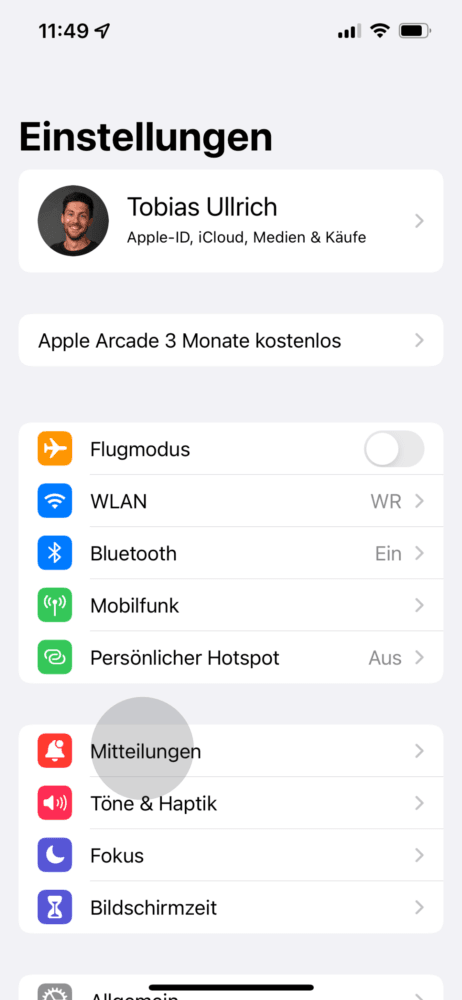 Einstellungen am iPhone öffnen