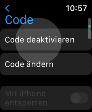 Apple Watch Code deaktivieren