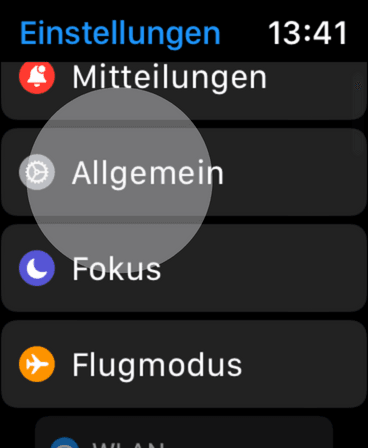 Allgemein in den Einstellungen antippen