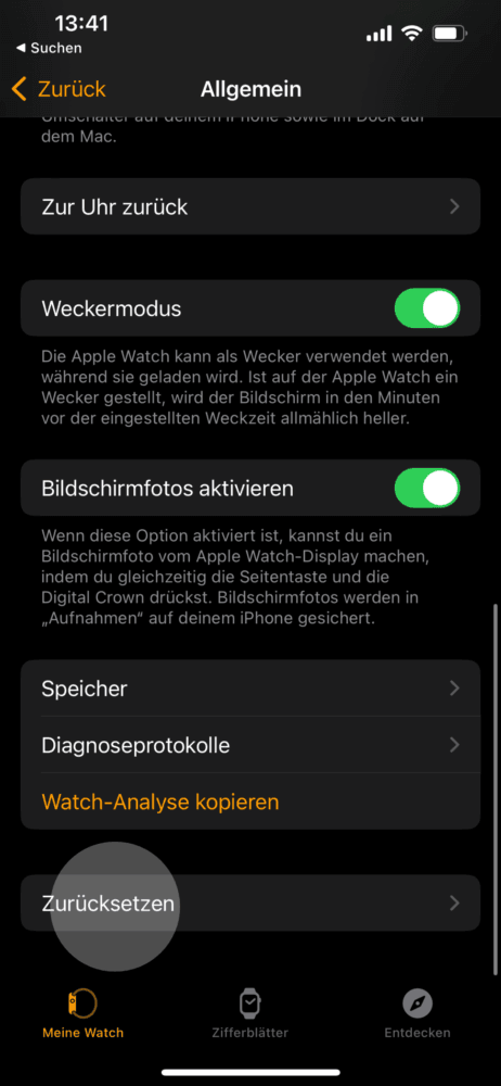 Zurücksetzen, wenn Apple Watch Code vergessen