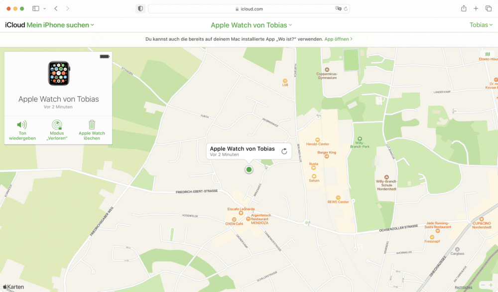 Apple Watch orten über iCloud