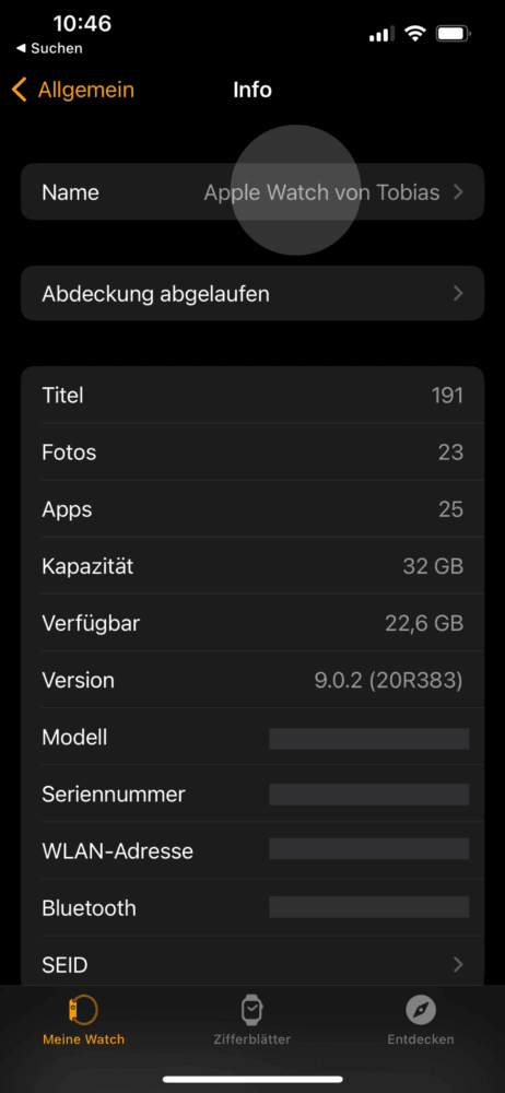 Apple Watch umbenennen