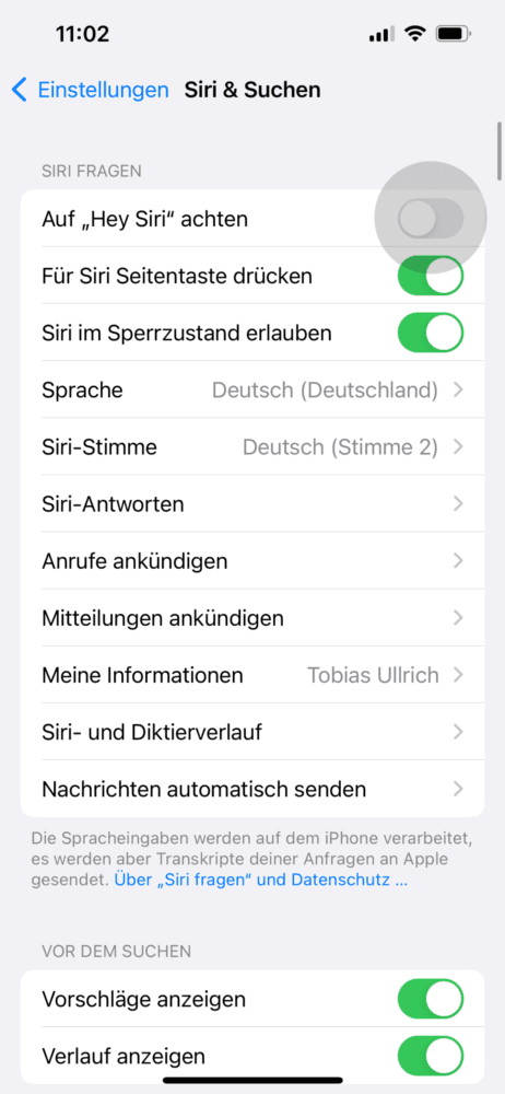 Hey Siri aktivieren