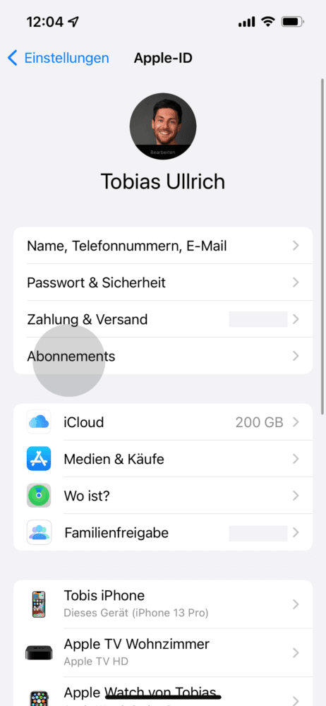 iPhone Abos verwalten