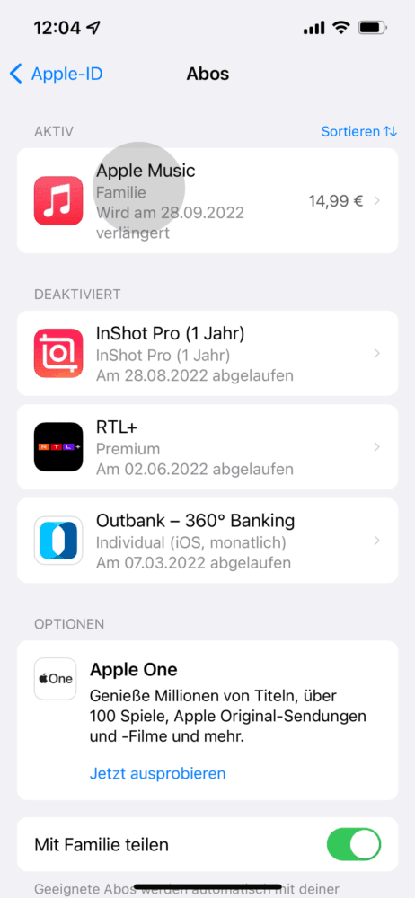 Alle aktiven Abo anzeigen