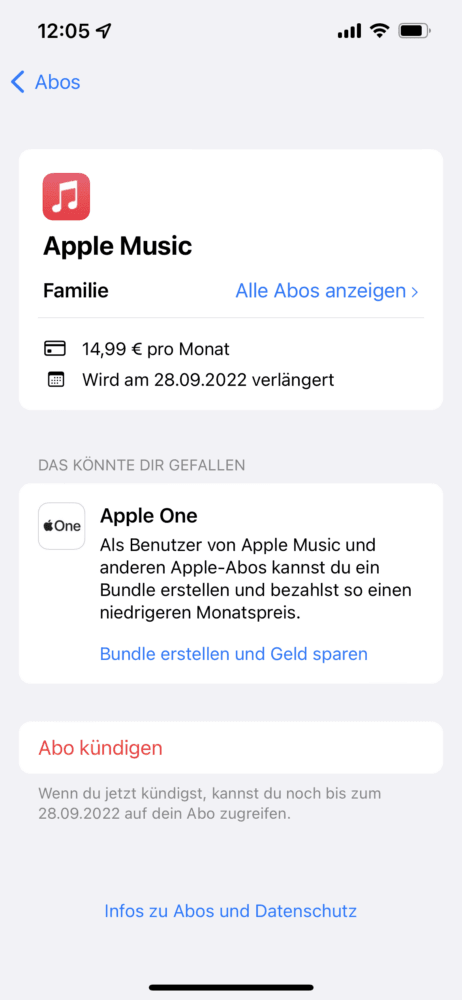 Apple Music iPhone Abo verwalten