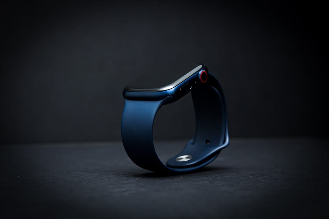 silver aluminum case apple watch with black sport band